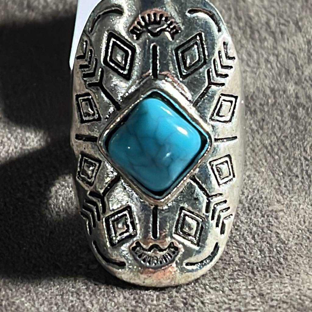 Unique Silver Plated Turquoise Ring 15$